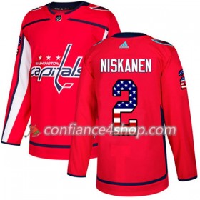 Adidas Maillot de Hockey Washington Capitals Matt Niskanen 2 2017-2018 Rouge USA Flag Fashion Authentic - Homme